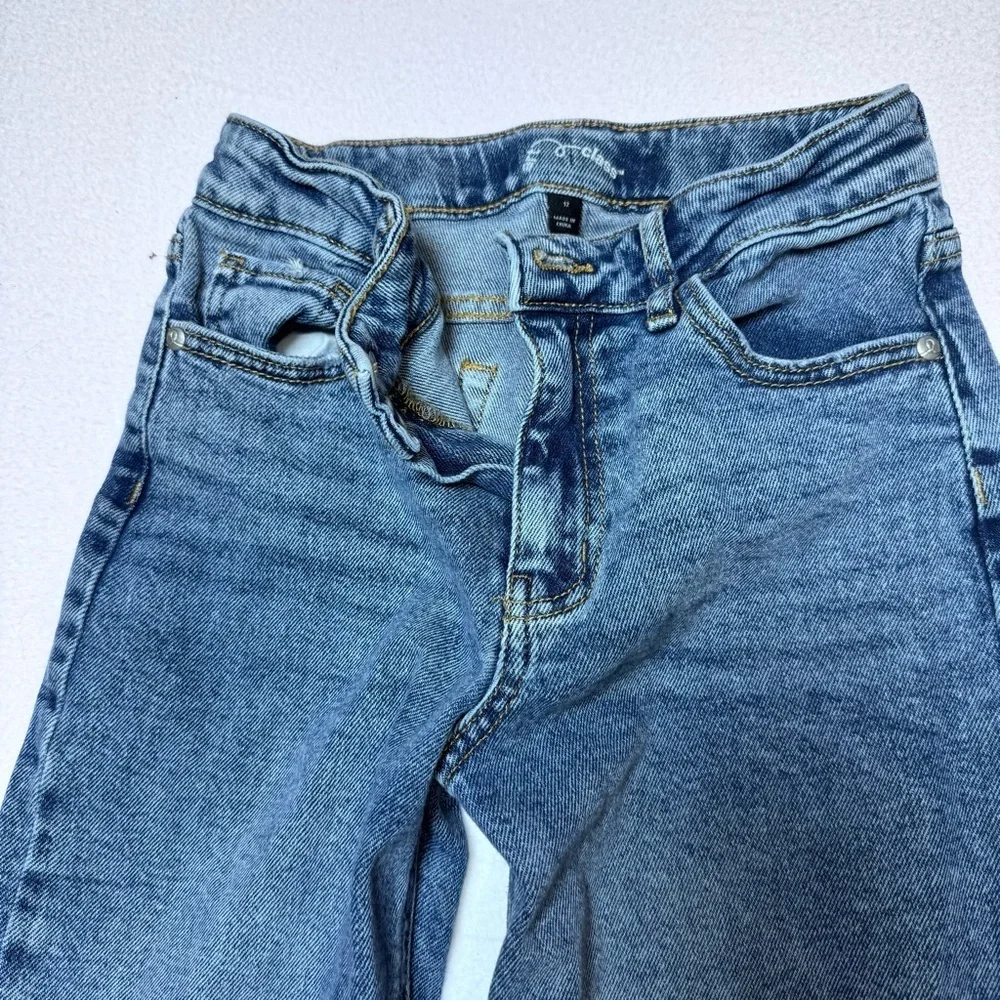 Bundle of 2: Distressed Blue Jeans & Checkered Flare Pants sz 12